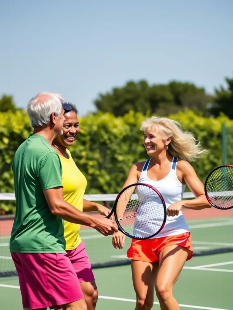 An inclusive image of players with disabilities participating in a tennis activity, highlighting accessibility and community spirit.